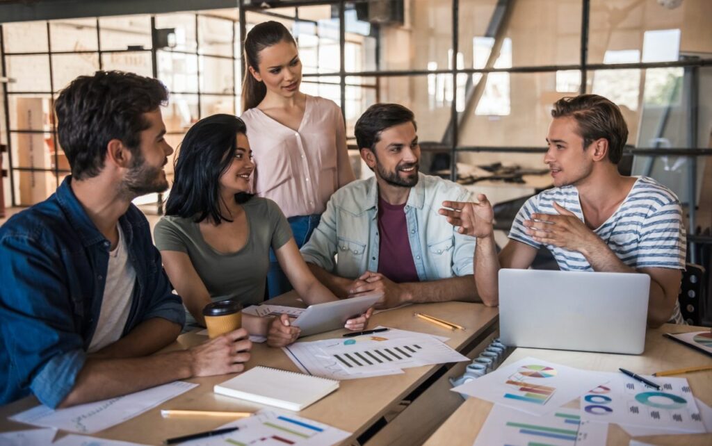 young business team working